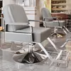 Silla de Salón Reclinable con Altura Ajustable para Cortes de Cabello, Giratoria y Adecuada para Teñido de Cabello, Hecha de Acero Inoxidable