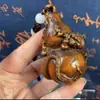 Colección Antigua de Boj de Hoja Pequeña Estilo Antiguo Tallado Madera Maciza Mango de Calabaza Dragón Pieza Año del Dragón del Zodiaco Colgante Creativo