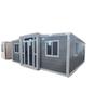 Casa Contenedor Plegable Expandible de Doble Ala Negra y Gris, Casa Móvil Desmontable Tipo Ala, Casa Modular