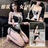 Lencería Sexy Puro Deseo Cosplay de Sirvienta Sirvienta Sexy de Encaje Uniforme de Portafajas Camisón Juego de Rol