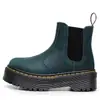 Botas Chelsea Vermelhas Crazy Horse de Primeira Camada 2976 para Mulheres, Botas de Motocicleta com Solado Grosso, Botas de Couro Genuíno para Tornozelo, Sapatos Slip-On com Plataforma