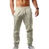 Calça esportiva casual solta de algodão e linho, respirável, hip-hop, esportiva, fitness, masculina, nova tendência de verão, estilo americano, transfronteiriça