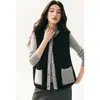 Esencial para capas~ Chaleco de cachemira para mujer con forro de algodón texturizado, engrosado con bolsillos, cárdigan de punto con bloques de color y chaqueta abierta