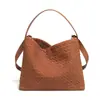 Bolso tote tejido estilo retro otoño e invierno, ligero y lujoso, con un diseño hobo relajado, piel suave y una correa de hombro desmontable para llevar cruzado, perfecto para mujeres