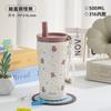 Taza Termo de Café de Aspecto Premium Taza Navideña de Doble Uso para Niñas Gran Capacidad con Asa con Tapa de Popote Taza Acompañante
