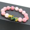 Pulsera valiente chapada en oro que cambia de color con la temperatura para hombres y mujeres, pulsera de oro que conserva el color, ágata de calcedonia de imitación con cuentas, joyería transfronteriza