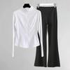 Conjunto de Roupa de Yoga para Mulheres 2025 Novo Primavera e Verão Corrida ao Ar Livre Esportes Calças Boca de Sino Conjunto de Três Peças Fitness Top para Corrida Matinal
