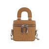 Bolso Cubo Nuevo Estilo 2026 con Cremallera, Bolso Caja de Maquillaje Texturizado para Vacaciones, Bolso Tejido de Moda para Mujer con Bloques de Color