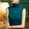 Nuevo Otoño Camiseta Básica de Malla de Cuello Alto para Mujer, Ajuste Slim, Chaleco Sexy sin Mangas, Cuello Alto Apilado a la Moda