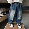 Pantalones para Niños Jeans para Niños Primavera y Otoño Pantalones Largos Otoño 2026 Nuevo Estilo Pantalones Rectos Rasgados para Niños Pantalones Guadaña