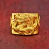 Anillo de oro arena de Vietnam boutique anillo de dragón dominante para hombre anillo de dragón hueco chapado en oro cobre puro imitación oro arena de Laos hombres