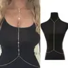 Corrente de cintura decorativa de strass europeia e americana ZIZ combinada com ornamento moderno oco para o peito acessório de corrente para o corpo de biquíni estilo praia