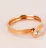 Anel de Dedo Indicador Tendência Aço Titânio Anel de Casal Simples com Diamante Único Anel Dourado Rosa Estudantes Temperamento Coreano Números Romanos