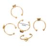 Base de anillo de acero inoxidable chapada en oro de 18 quilates con forma de estrella de cinco puntas y forma de gota de agua de amor, soporte para cuentas de perlas adhesivas, accesorios de joyería hechos a mano