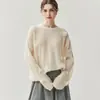 Suéter de Gola Redonda 75% Cashmere 25% Seda de Amora para Mulheres Macio e Amigo da Pele Estilo Preguiçoso Flor Estéreo Tricô Camisa Base