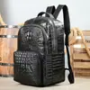 Transfronterizo 2024 Nuevo Mochila con Patrón de Cocodrilo para Hombre Piel Genuina Moda Coreana Bolsa para Computadora Mochila de Viaje Capa Superior Piel de Vaca