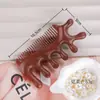 Peine de Masaje, Peine Engrosado para Cabello Largo, Peine de Cinco Dientes, Peine Redondo de Sándalo para Meridianos, Peine Pequeño Portátil para Masaje del Cuero Cabelludo