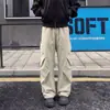 Pantalones Casuales de Seda de Hielo Arrugada Americanos para Hombre Talla Grande Sueltos Tendencia Marca Verano Delgados Transpirables Cargo Pierna Recta