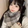 Bufanda de Cuadros Retro con Borlas Estilo Japonés 2024 para Mujer, Cálida de Invierno, Versátil, para Estudiantes, Parejas