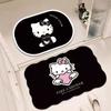 Alfombra Absorbente para Baño Terciopelo de Cristal Resistente a la Suciedad Alfombra para Entrada de Inodoro Gato Lindo Dibujo Animado Felpudo de Gato