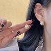 Pendientes de plata 925 con forma de aguja, estilo coreano, con pequeñas perlas geométricas, elegantes pendientes de uso diario para mujer, con clip para la oreja con espiral antimosquitos.