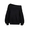 Moletom com Capuz Gola Alta Estilo Coreano para Mulheres, Novo Design de Primavera com Design Único Off-Shoulder, Estilo Puro e Sedutor, Blusa Casual Solta