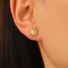 Europa y Estados Unidos aretes de acero inoxidable de personalidad creativa transfronteriza aretes de sol y arco creativos para mujer aretes para personas mayores venta al por mayor