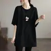 Camiseta de Manga Corta de Longitud Media Talla Grande para Mujer, Nuevo Estilo de Comercio Exterior Verano 2026, Corte Holgado, Adelgazante, Cubre las Caderas Top