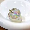 Acessórios DIY Joias Pingente de Morango de Liga 3D Acrílico Galvanizado Pingente de Chaveiro de Fruta Charme Acessório