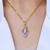 Nuevo Colgante Único Morado Forma de Gota de Agua Collar Versátil Simple Moda Temperamento Colgante Violeta Cadena para Clavícula Mayoreo