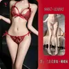 Lencería nocturna, conjunto sexy de tres piezas de encaje para sujetador y bragas, transparente y seductor, estilo deseo puro, 9887