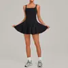 Vestido de Tenis Arena Otoñal Alta Elasticidad Hermosa Espalda con Flores Deporte al Aire Libre Fitness Golf Yoga Vestido 4126