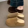 Pantuflas cerradas estilo Birkenstock para mujer, nuevas de otoño e invierno 2023, slip-on, antideslizantes, de suela gruesa, forradas de felpa, para uso interior y exterior