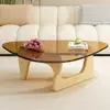 Mesa de centro madera maciza multifuncional mesa de té sala de estar mesa para el hogar estilo celebridad de internet ins mesa de centro minimalista de vidrio transparente celebridad de internet