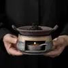 Fogão Rústico de Cerâmica Estilo Japonês para Chá Torrado, Aromatizador de Chá de Cerâmica, Torrador de Chá Aquecido por Vela, Fogão para Aquecer e Assar Chá, Incensário