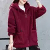 Lana de cordero Nuevo Otoño/Invierno 2025 Estilo Coreano Holgado Sudadera Falsa Forro Polar Engrosado Versátil Cierre de Cremallera Cárdigan Abrigo Mujer