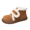 Zapatos de Otoño e Invierno Cálidos Estilo Coreano Combinan con Todo Velcro Felpa Artificial Corta Suela Gruesa Punta Redonda Gamuza Artificial