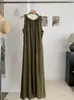 Vestido chaleco sin mangas Kekezoon para mujer Estilo coreano Moda de verano Color liso Vestido con corbata Vestido largo holgado 8289