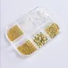 2026 Caja de Accesorios para Uñas, Conchas y Estrellas de Mar, Perlas de Acero Grandes y Pequeñas, Flor Blanca Translúcida de Cinco Pétalos para Decoración de Uñas