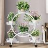 Suporte de Flores Suporte de Armazenamento Interno de Ferro Multicamadas com Rodas de Chão Suporte para Vasos de Flores Verdes Suporte de Flores para Sala de Estar Doméstica Varanda