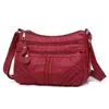 Bolso Pequeño Cuadrado de Piel Suave Nuevo para Mujer Bolso Cruzado para Mujer Bolso de Hombro para Mujer de Mediana Edad Bolso para Madre Bolso de Piel Lavada para Mujer Gran Capacidad
