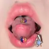 Uña de lengua con purpurina acrílica nueva decoración de lengua combinación de colores aro para lengua fabricantes de venta caliente en Europa y Estados Unidos joyería para piercing en el cuerpo humano al por mayor