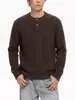 Mu Qiu Ropa para Hombre 700G Peso Pesado Estilo Old Money Suéter de Punto Trenzado Henley Manga Larga para Hombre Suéter Cálido Holgado para Hombre