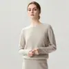 Nova coleção outono e inverno: camada base de tricô de cashmere moderna, macia e confortável, cor sólida, gola redonda simples, mangas compridas e amigável à pele para mulheres