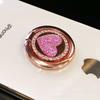 Soporte magnético para coche con hebilla de anillo totalmente metálica, redondo, brillante, con diseño de amor, adecuado para anillo de funda de teléfono móvil