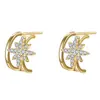 Novedosos pendientes de estrella de seis puntas moda europea y americana pendientes de meteorito pendientes temperamento con incrustaciones de diamantes pendientes brillantes de arroz de meteorito