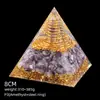 Pirámide de Cristal Natural de 8 cm Decoración Creativa para el Hogar Adorno Artesanal Bola de Cristal Envuelto en Resina Pirámide de Resina