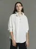 Camisa de Algodón de Fibra Larga de Alta Densidad 100% Texturizado, Estilo Barroco Retro, con Volantes de Encaje y Cuello Alto 34237