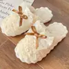 Pantuflas de Algodón de Invierno para Mujer Versión Estudiante con Lazo, Suela Gruesa, Antideslizantes, Cálidas, Casuales, Versátiles para el Hogar para Mujer