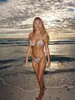 Bikini retro estampado con tirantes, nuevo para 2026, europeo y americano, traje de baño de dos piezas para mujer, bikini sexy sin espalda transfronterizo